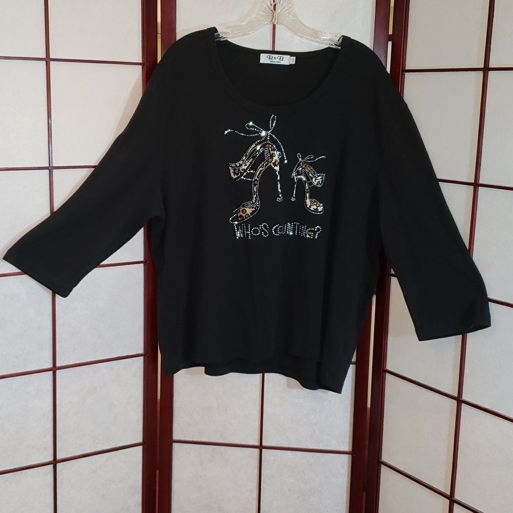 R&B Collections Leopard Rhinestone Top